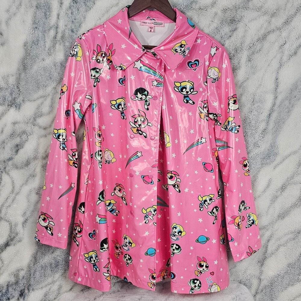 Dolls Kill Powerpuff Girls Size Small Pink Double Button Raincoat